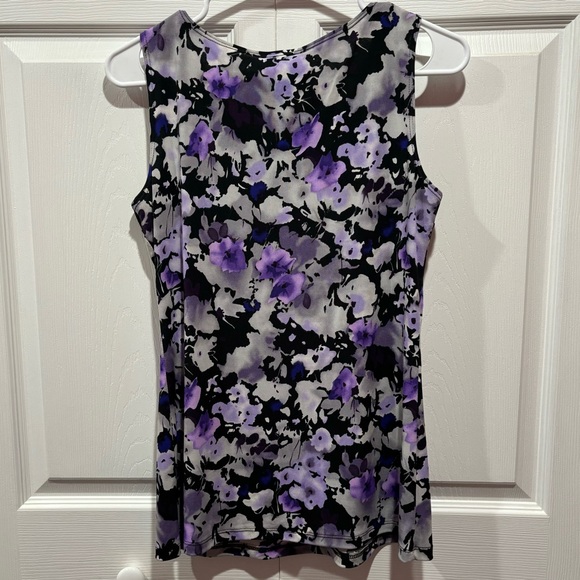 CAROLE LITTLE Women’s Floral Rhinestone Blouse Top Shirt - black/purple, size S - Picture 3 of 4